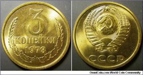 Russia 1973 3 kopek. Most likely pulled from mintset. 