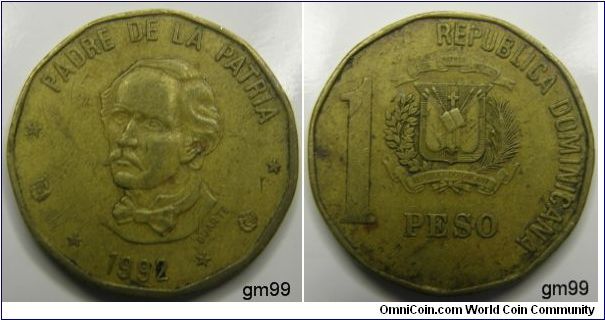 1 Peso (1991-1992) DUARTE on bust