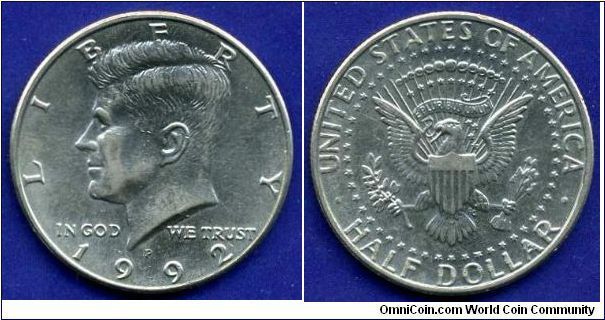 half dollar.
corrected. gm99 thanks for the hint and useful innformation.
(P)Philadelfia.


Cu-Ni.
