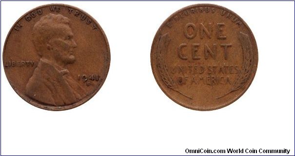 USA, 1 cent, 1941, Bronze, Lincoln.                                                                                                                                                                                                                                                                                                                                                                                                                                                                                 