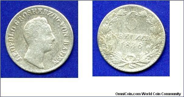 6 kreuzer.
Grrand Duche of Baden.
Leopold I (1830-1852).


Ag375f. 2,23gr.