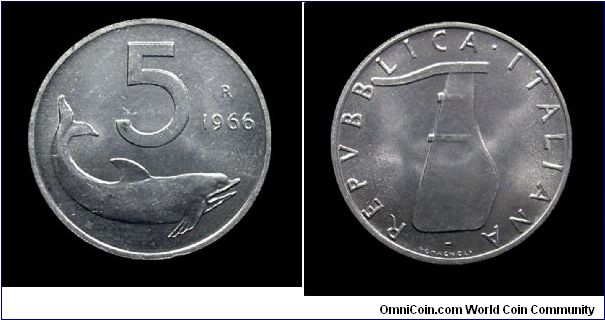 Italian Republic - 5 Lire (dolphin)- Italma