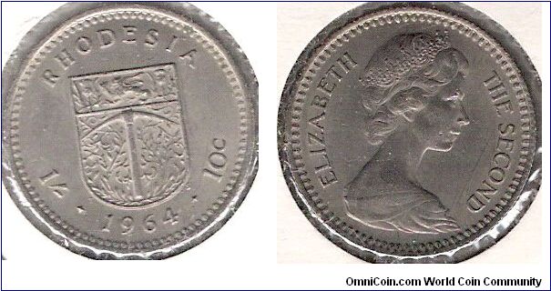 1 shilling/ 10 cents dual denomination