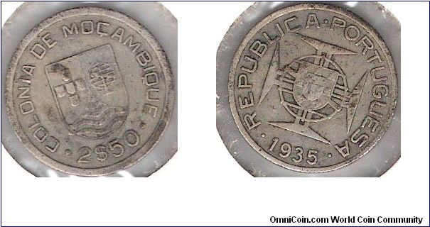 Portugese Colony of Mozambique; 2$50 Escudos