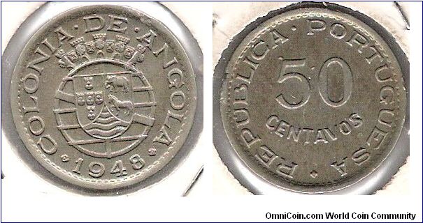 Portuguese Colony of Angola; 50 centavos