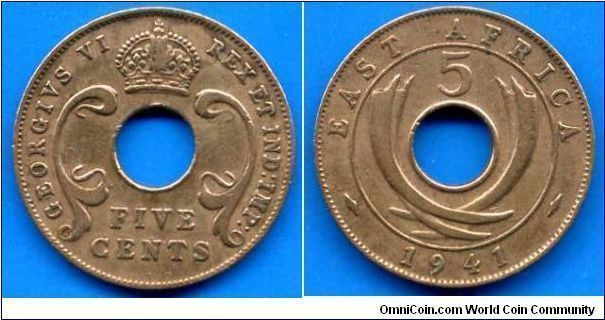 5 cents.
George VI (1936-1952) Rex & Ind:Imp:.
'I'- Bombay mint.


Br.
