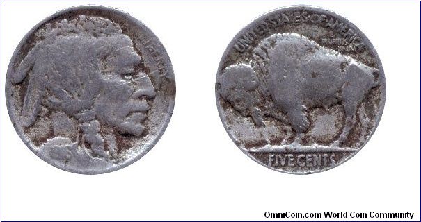 USA, 5 cents, 1916, Cu-Ni, Indian head, Bison.                                                                                                                                                                                                                                                                                                                                                                                                                                                                      