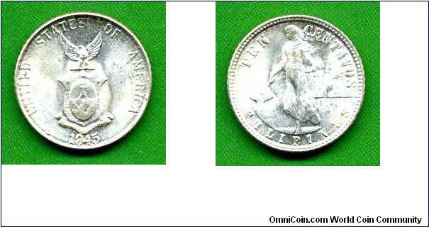 10 centavos.
American Philippines.
'D' - Denver mint.


Ag750f. 2,0gr.