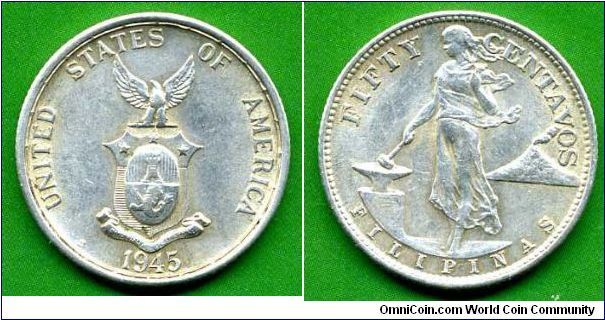 50 centavos.
American Phillipines.
'S'- San-Francisco mint.


Ag750f. 10gr.