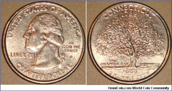 USA, quarter dollar, 1999 Statehood Quarters - Connecticut P
