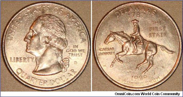 USA, quarter dollar, 1999 Statehood Quarters - Delaware D