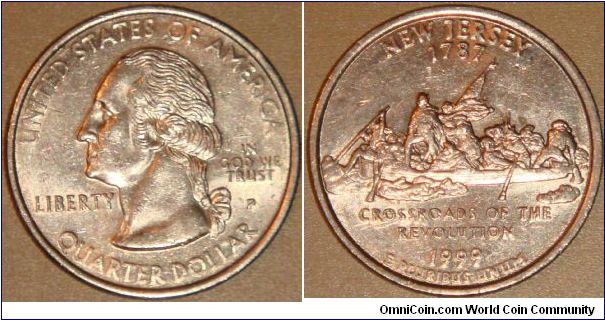 USA, quarter dollar, 1999 Statehood Quarters - New Jersey P