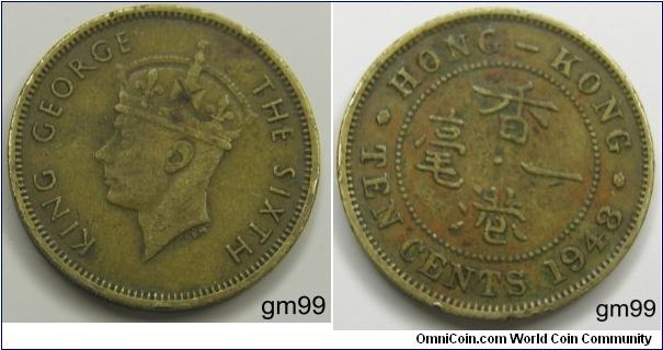KING GEORGE THE SIXTH, TEN CENTS, 1948