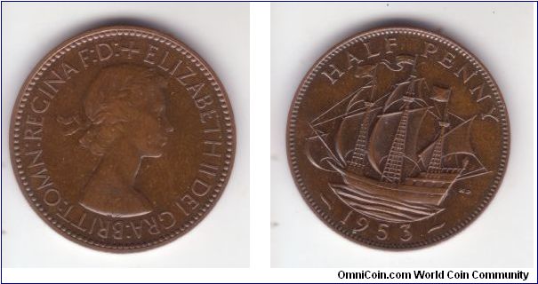 Another KM-882, Great Britain specimen (proof) half penny; this one has dark brown fields and hairlines but unusual toning; it almost looks cleaned however quite positive that it is not, anyway interesting coin.