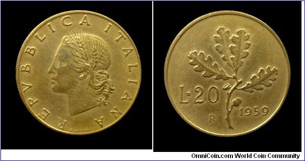 Italian Republic - 20 Lire - Bronzital