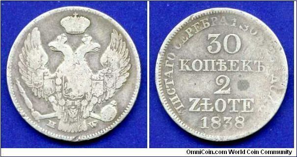 30 kopeks/2 zlote.
General Governorate of Warsaw.
Provice of Russian empire.


Ag868f. 6,22gr.