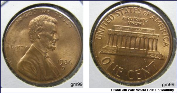 1986D Lincoln Penny