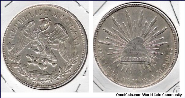 1 Peso, Mexico City Mint, A.M.