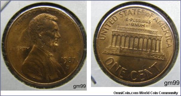 1987D LINCOLN ONE CENT