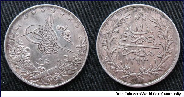 Egypt (Ottoman Empire) 2 qirsh, AR, ascension year 1293, year 11