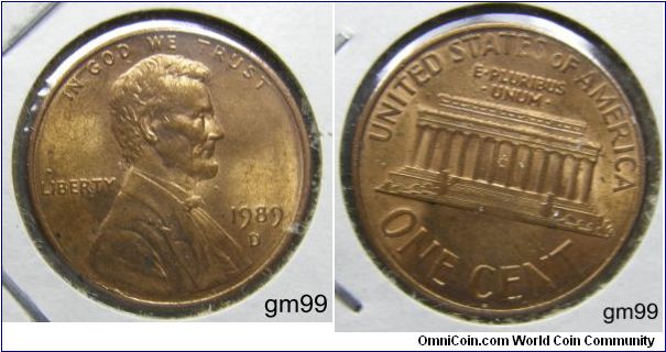 1989D LINCOLN ONE CENT