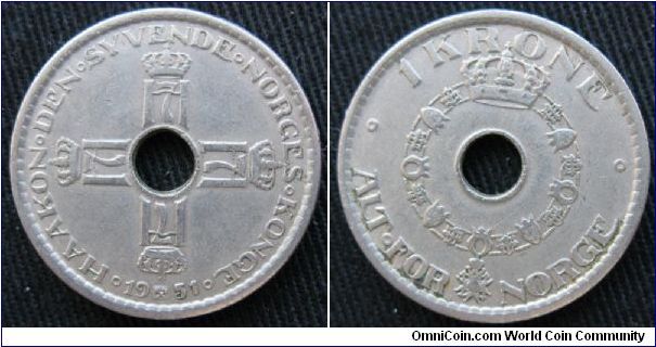 Norway, 1 krone, Cu-Ni