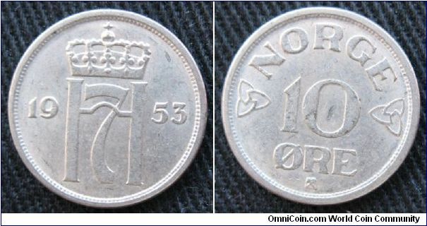 Norway, 10 ore, Cu-Ni