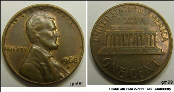 1968S LINCOLN ONE CENT