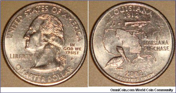 USA, quarter dollar, 2002 Statehood Quarters - Louisiana P