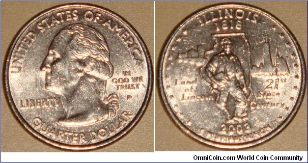 USA, quarter dollar, 2003 Statehood Quarters - Illinois P