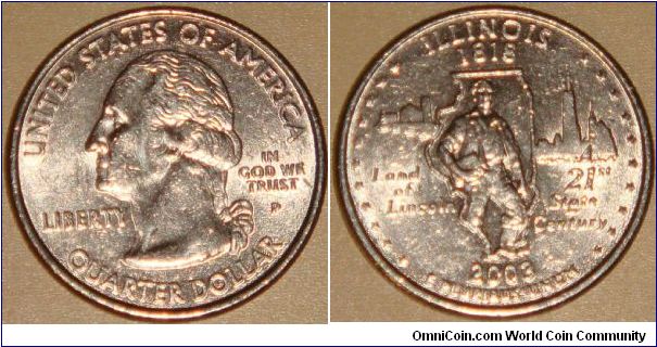 USA, quarter dollar, 2003 Statehood Quarters - Illinois P