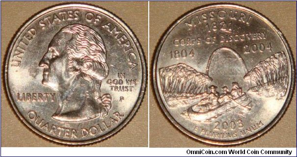 USA, quarter dollar, 2003 Statehood Quarters - Missouri P