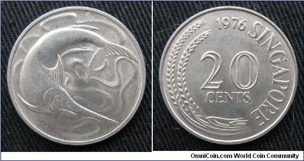 20 cents. Swordfish obverse.