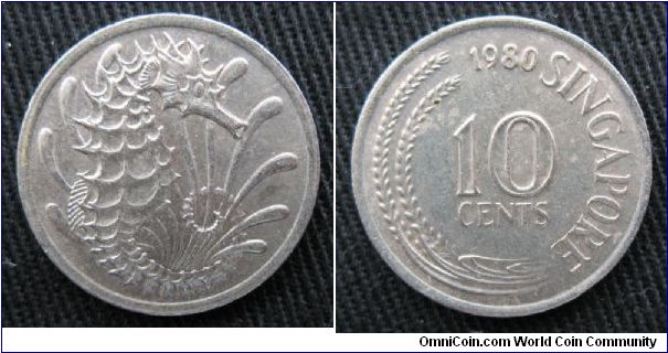 10 cents.  Obverse is seahorse.