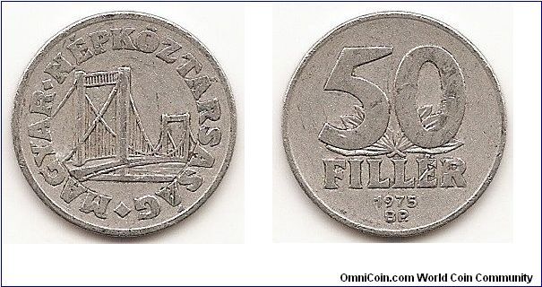 50 Filler
KM#574
1.2000 g., Aluminum, 21.5 mm. Subject: Elizabeth Bridge in
Budapest Obv: Bridge Rev: Denomination above date