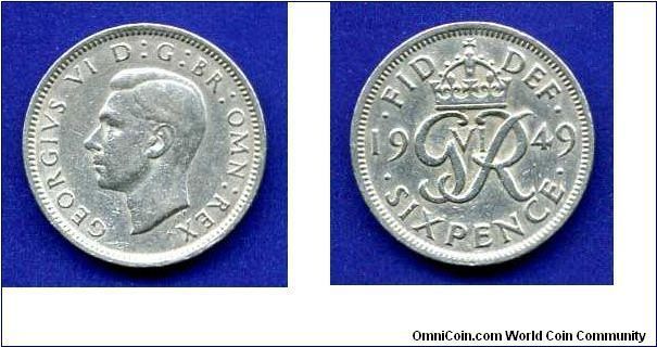 6 pence.
George VI (1936-1952) rex.


Cu-Ni.