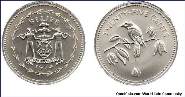 Belize 1974 25 cents - Blue-crowned motmot