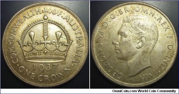 Australia 1937 crown. Nice grade.