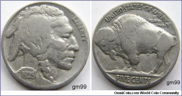 The Indian Head nickel, also known as the Buffalo nickel.