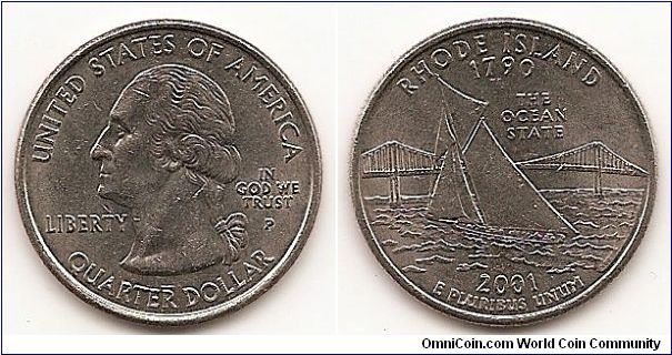 Quarter
50 State Quarters
RHODE ISLAND
KM#320
COPPER-NICKEL CLAD COPPER 0 oz. 5.6000 g.