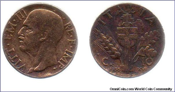 Italy 1938 10 centesimi