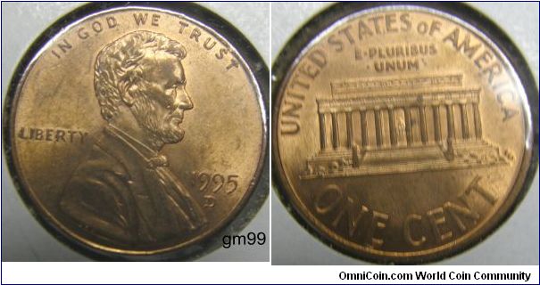 1995D,LINCOLN CENT, MEMORIAL REVERSE