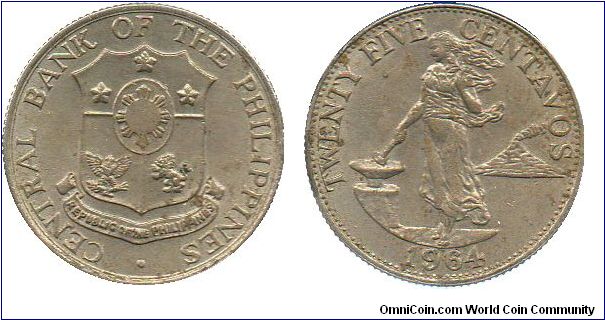 Philippines 1964 25 centavos
