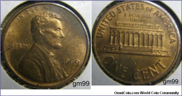 LINCOLN CENT, MEMORIAL REVERSE,1969