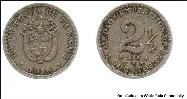 Panama 1916 2 1/2 centesimos
