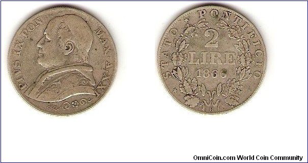 Papal States
Pius IX
2 lire