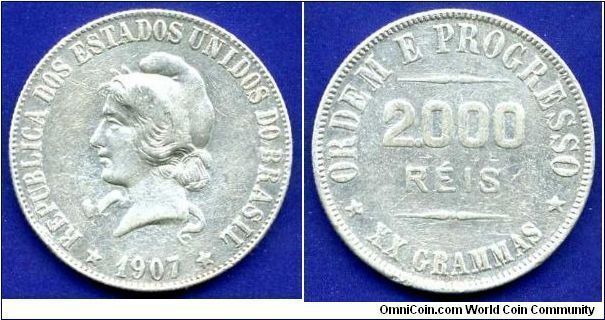 2000 reis.
United States of Brazil.


Ag900f. 20,0gr.