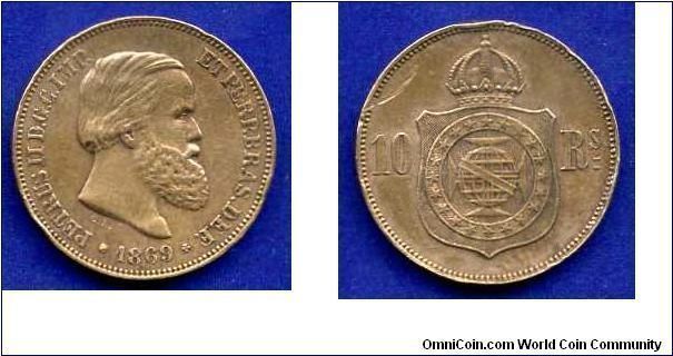10 reis.
Imperio Do Brazil.
D. Pedro II (1831-1889) Constitucional imperador do Brasil.


Cu.