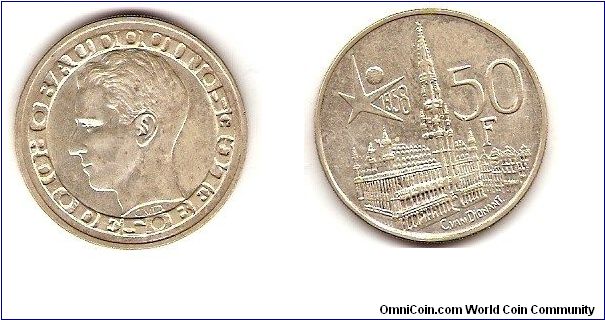 50 francs
world fair
Brussels 1958
Brussels Town Hall
French version