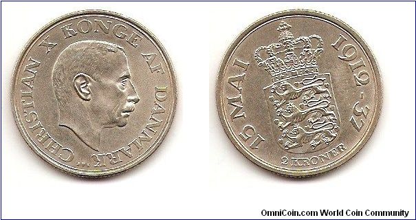 2 kroner commemorative
25th year of reign of Christian X